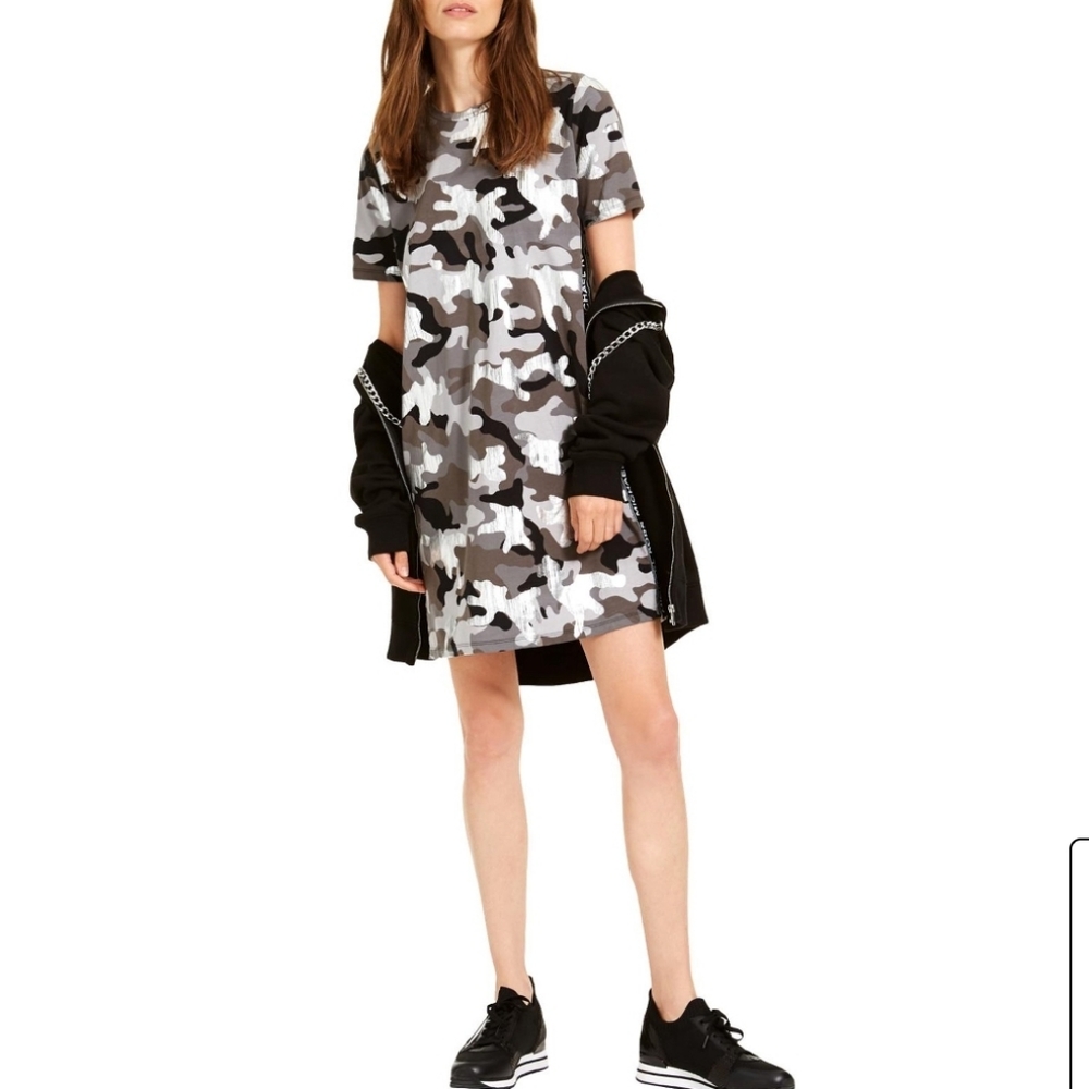 Michael Kors Metallic Camo Tshirt Dress Size M